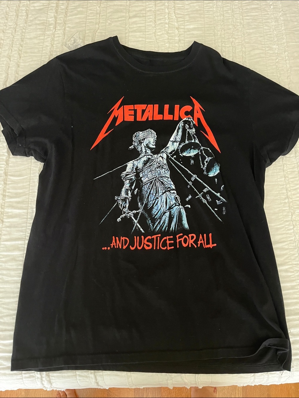 LG Black Metallica ...And Justice For All Graphic Tee with Red & White Print